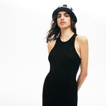 Lacoste LIVE Ribbed-Knit Long Tank Dress - Šaty Dámské Černé | CZ-aQ3gDC